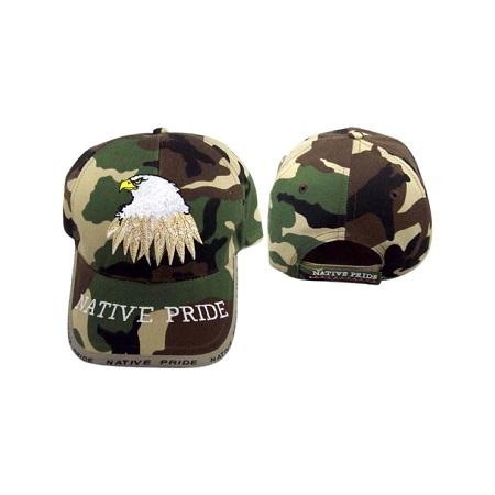 Native Pride Embroidered Camo Baseball Caps .... Eagle & Feathers image