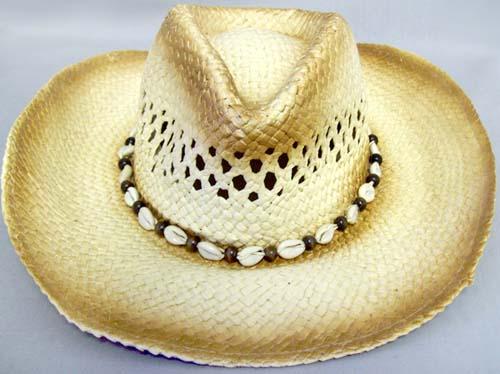 Cowboys - Cowgirls  Western Straw Hats For Adults (Sea Shells) image