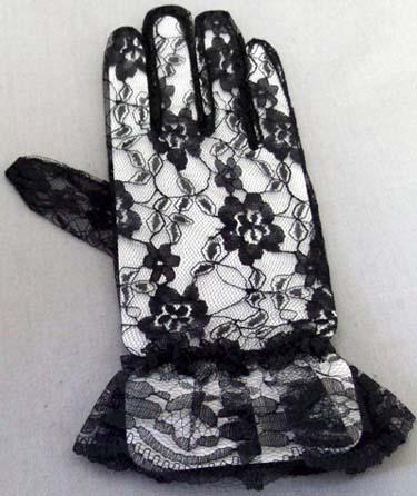 Lace Gloves  - Ruffle  Cuff - For Women. Wrist Length (# 388-2BL) image