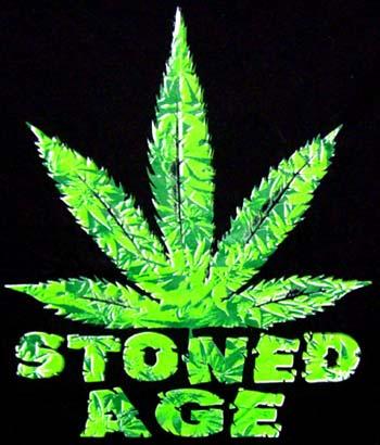 Marijuana Weed Pot Cannabis   T-Shirts  .......... Stoned Age image