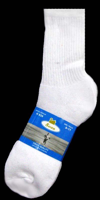 "Action"  Mens - Big Boys Sports Socks - White  (# H939) image