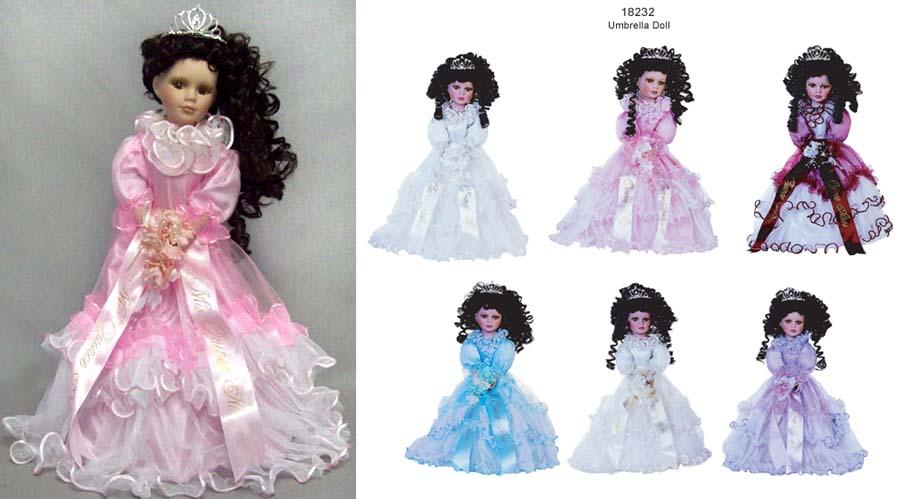 Quinceanera 18" Porcelain Dolls - Umbrella Base ( # 18232) image