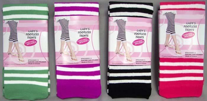 "Angelina" Womens/Teenagers Footless Tights - Stripes image