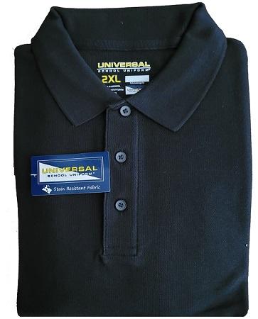 "Universal" Adults  S/Sleeves  Pique  Polos -Black Color - Adults image