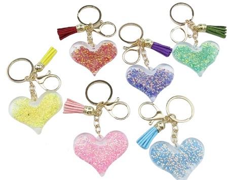 Heart Shape Tassel Glitter Keychains (CosKCH88) image