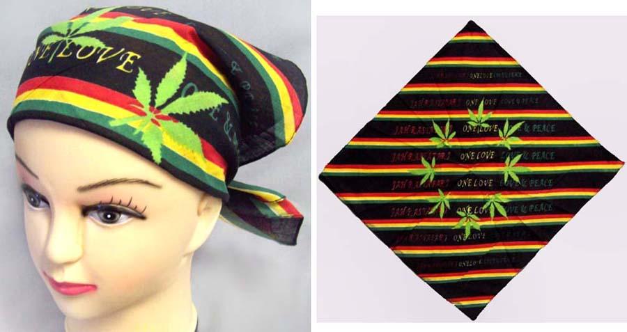 Reggae Rasta Marijuana Bandannas - One Love image