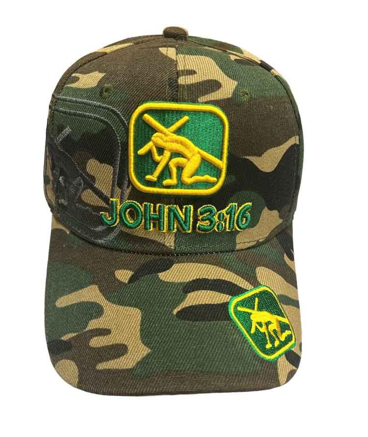 John: 3.16 Christian Baseball Cap Embroidered - Green Camo Color image