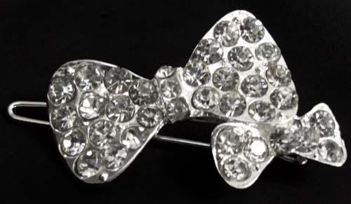 Hair Accessories - Hair Clip Pin   Rhinestones Silver Bow image