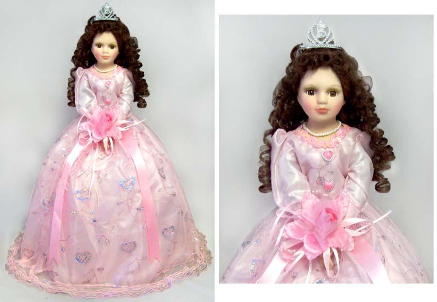 Quinceanera/Sweet 15 Porcelain Umbrella Dolls & Tiara - 22" image