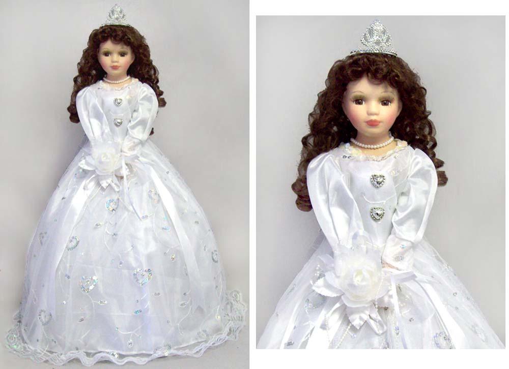 Quinceanera/Sweet 15 Porcelain Umbrella Dolls & Tiara - 22" image