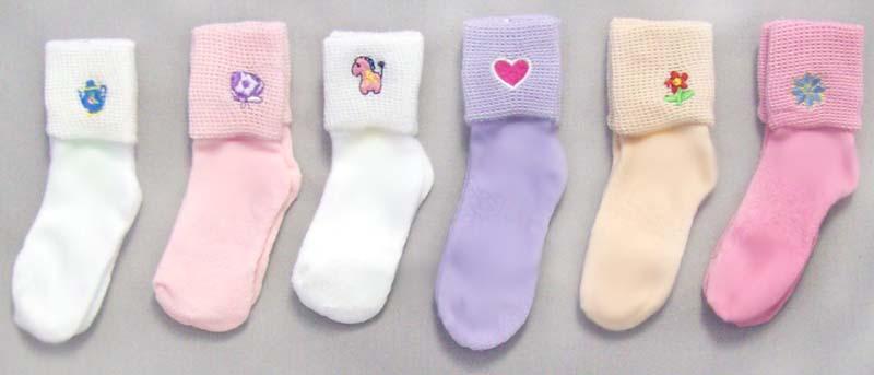 Girls  Embroidered  Socks  -  (Sizes: 0-12 Mos) image