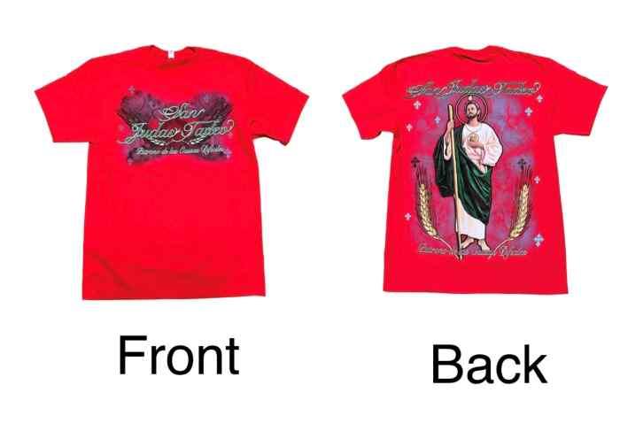 San Judas Tadeo Mexican T-Shirt US Screen Printed- Red image
