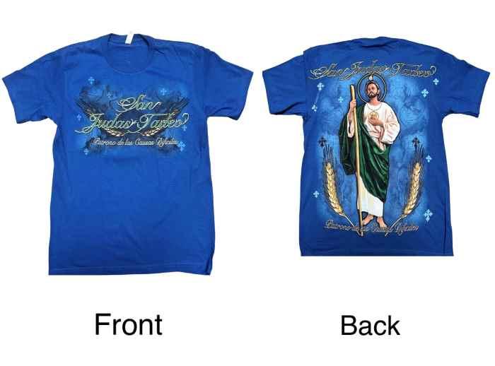 San Judas Tadeo Mexican T-Shirt US Screen Printed- Royal Blue image