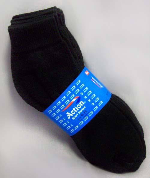 "Action" Adult Black Cotton Sports Socks. Size: 9-11 image