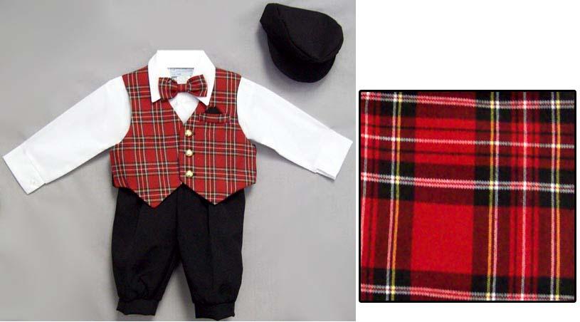Boys 5Pc Knicker Sets - Red Plaids (Sizes: 6 - 24 Mos) image