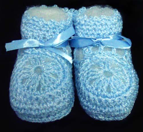 Baby Knitted Crochet Booties - Blue Color - Size: New Born image