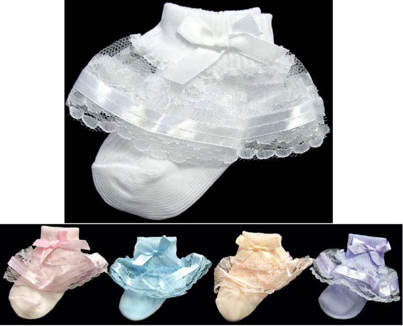 Baby/Infant  Girls Fancy/Frilly Socks - Sizes: M & L (GNS2129) image