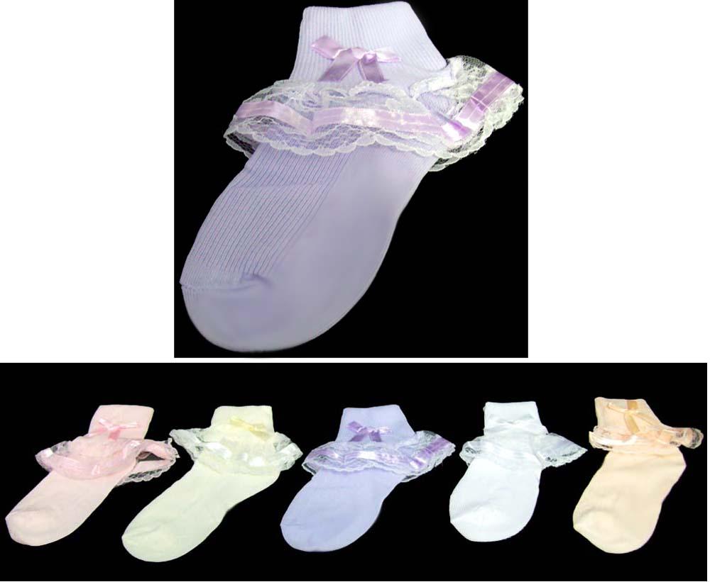 Girls Fancy/Frilly Pageant Socks - In Color - Sizes: S-XL GNS2029 image