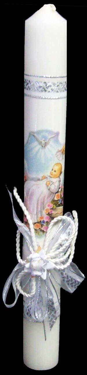Embellished White Candle - 12" ( # 849-14) image