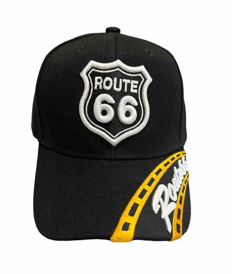 * Route 66 Embroidered Baseball  Caps .The Mother Road - Black (7508CZ-B) image