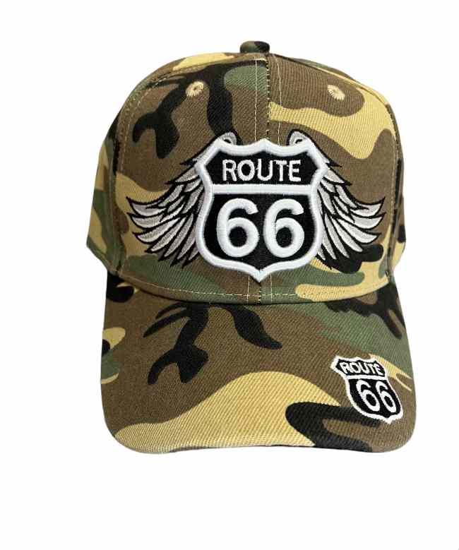 * Route 66 Baseball Cap Embroidered Wings - Green Camo Color (7508-132C) image