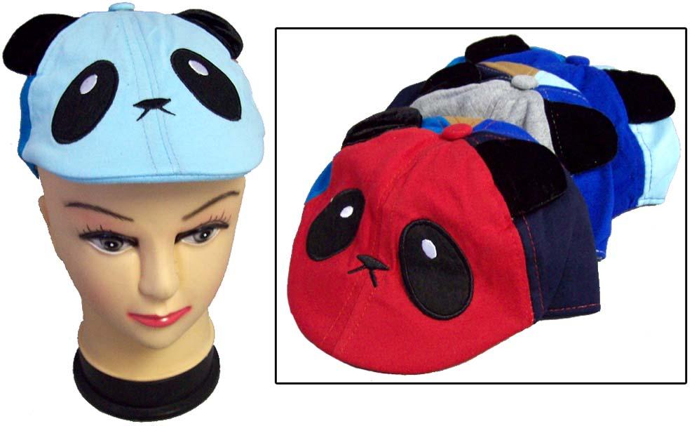 "Panda" Embroidered Caps With Ears - For Infants image