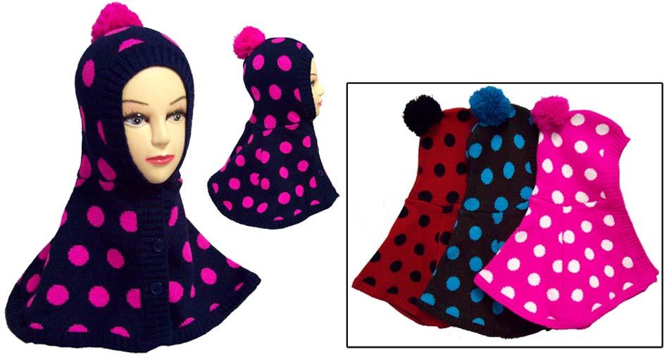 Winter Cap/Poncho Combo With Pompom -  For Infants image