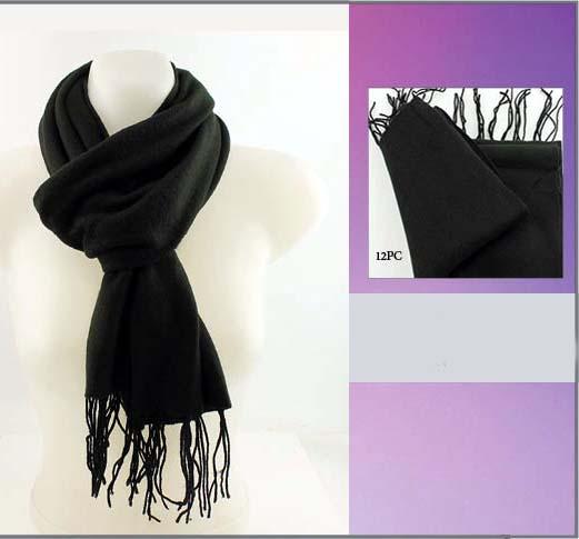 Winter Scarves With Fringes For Women - Black  Size: 61" x 12" image