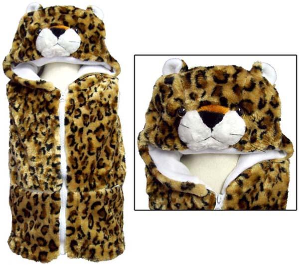 Plush Kids One Piece Animal Hat & Vest Combo - Leopard image