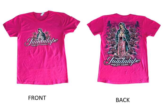 Virgin of Guadalupe Screen Printed T-Shirt - Fuchsia Color image