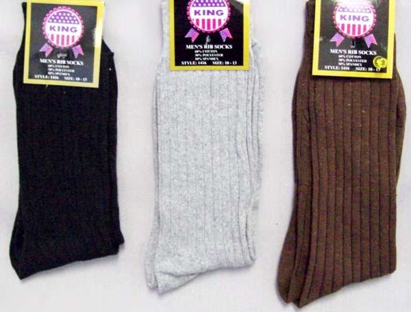 "King" Mens Cotton Ribbed Dress Socks - In Color (#1416) image