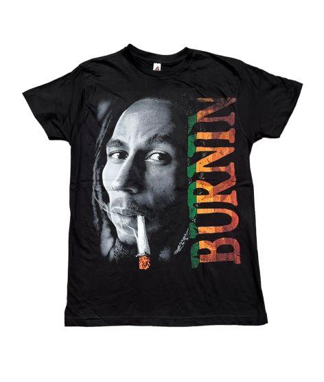 Bob Marley Reggae Rasta T-Shirt - Burning Screen Printed T-Shirt image