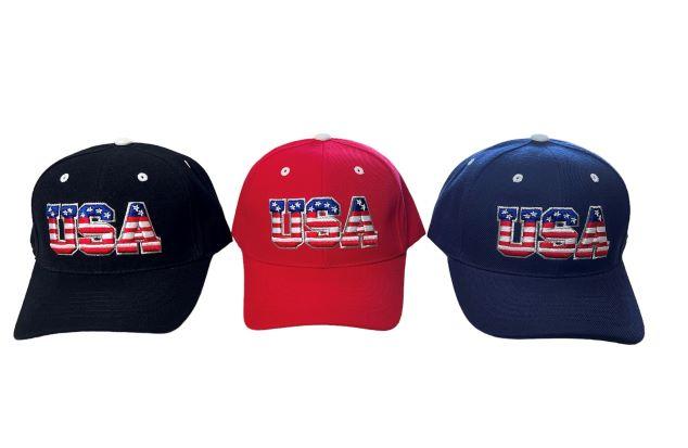USA  Baseball Caps With Silver Embroidery image
