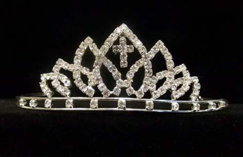 Rhinestones Tiara With Cross ( # SHP-00538C) image