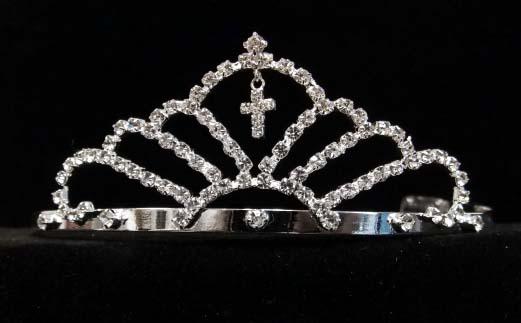 Rhinestones Tiara With Cross  ( # C11091C) image