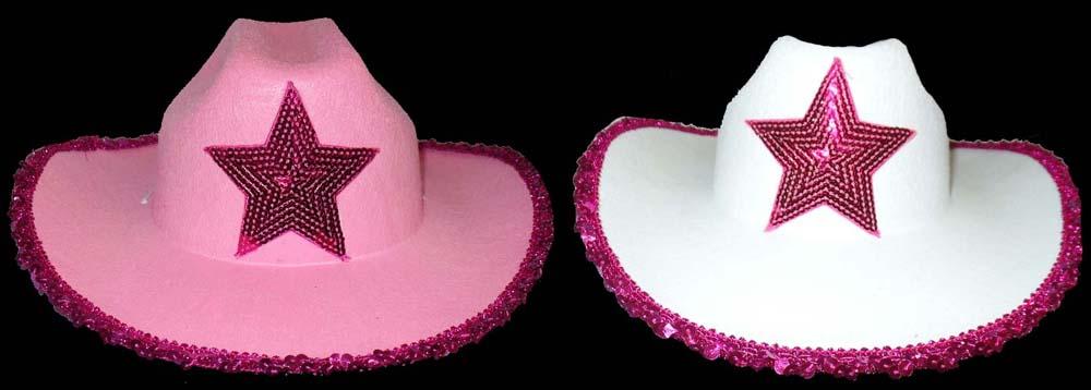 Cowgirl Hat With Hot Pink Sequin Star - Youth Size image