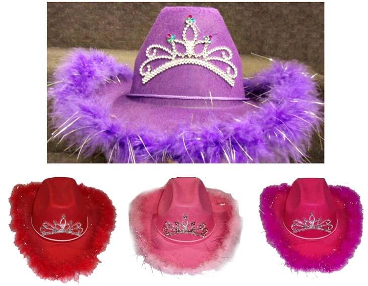Cow Girl Hats With Feathers & Tiara - Youth Size image