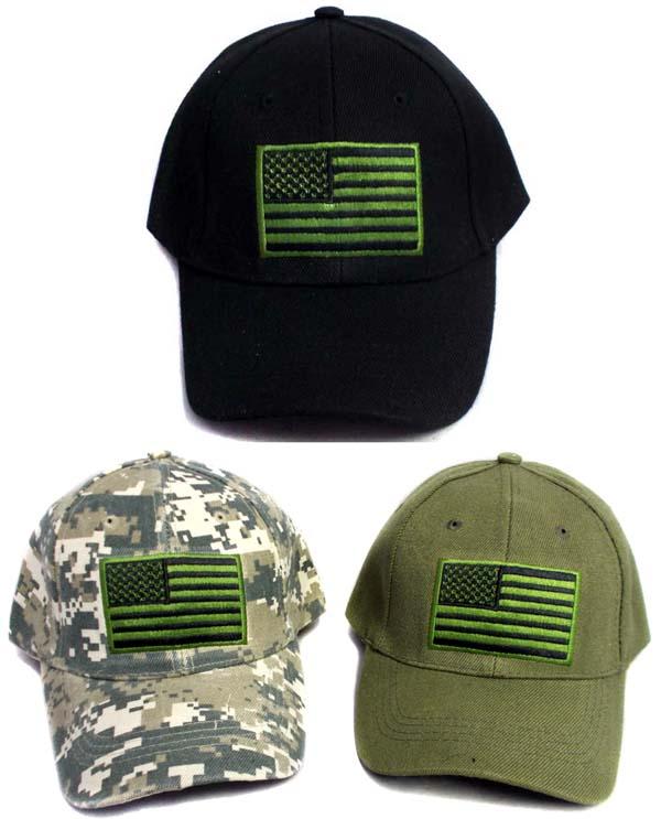 USA .... Green US Flag Baseball Caps Embroidered image