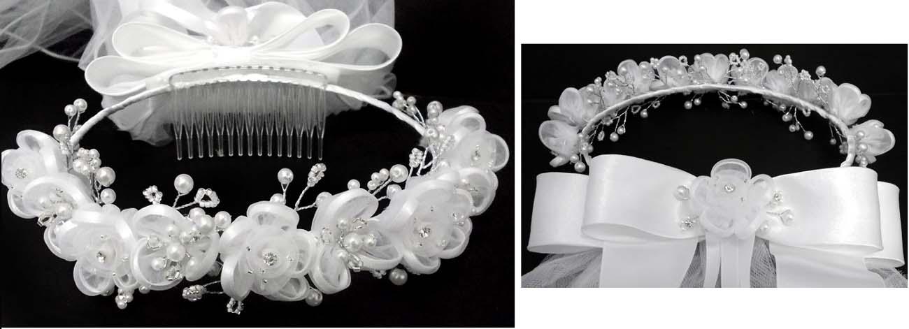 White Embellished Communion Veil (# CMV430) image