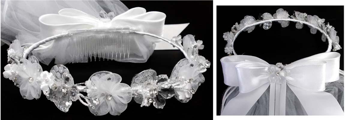 White Embellished  Communion Veil (# CMV422) image