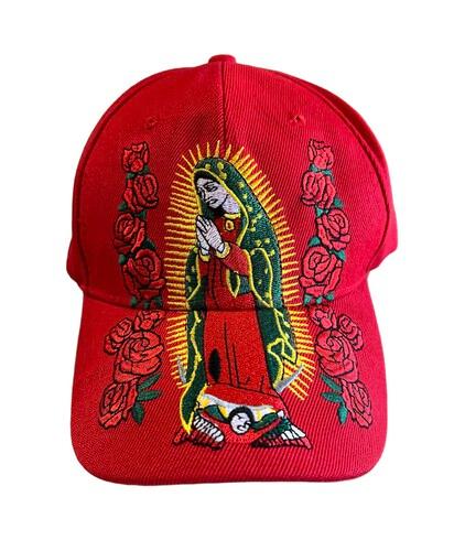 *  Virgin of Guadalupe Baseball Cap Embroidered - Red Color (CCap124R) image