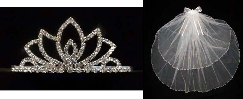 White Communion Veil With Rhinestones Tiara ( # HO111993) image