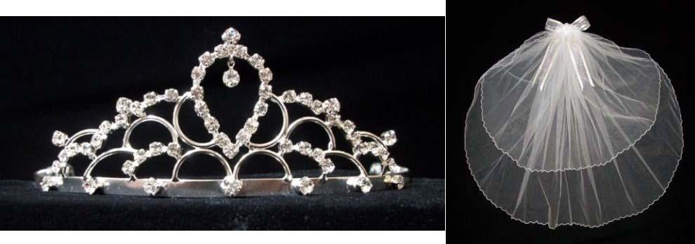 White Communion Veil With Rhinestones (W241-1686T) image