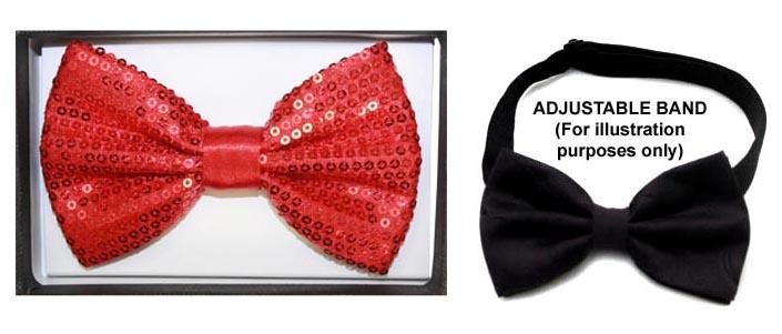 Adult Sequined Bow Tie - Red Color image