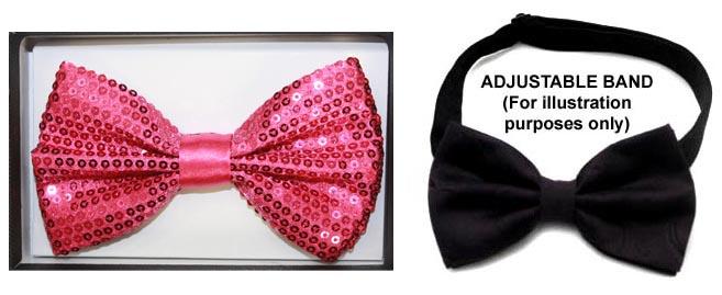 Adult Sequined Bow Tie - Fuchsia image