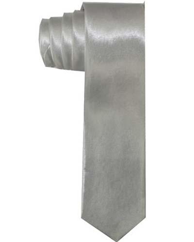 Mens Dress Neck Ties In Solid Color - Silver image