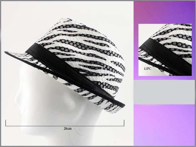 Fedora Trilby Hats For Adults - Zebra  Prints - Sequined image
