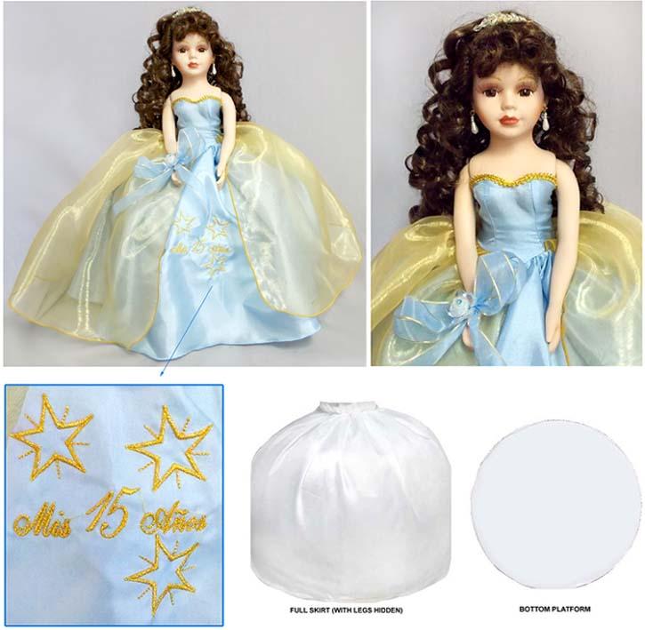 US Quinceanera  Porcelain Doll - 16" - 2 Color Combo image