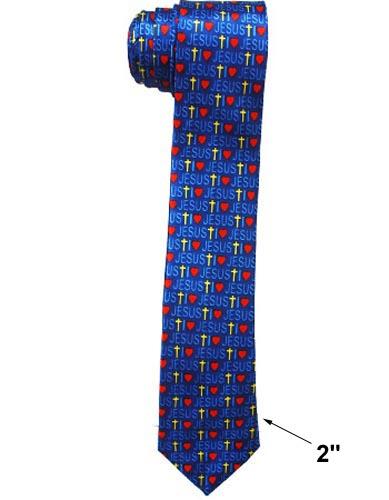 Christian Neck Ties For Adults - I Love Jesus With Cross image