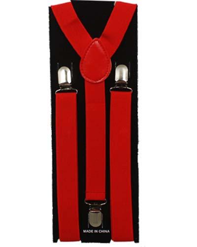 Adjustable Suspenders For Men & Big Boys  - Red Color. image